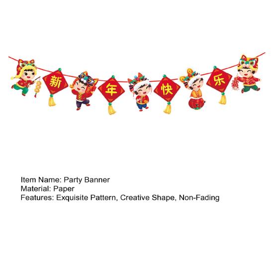 Frühlingsfest-Banner, Neujahrsdekoration, lebendige Farben, kreative Form, umweltfreundlich, Jahr des Drachen, Wimpelkette, Banner, Dekoration, Partyzubehör