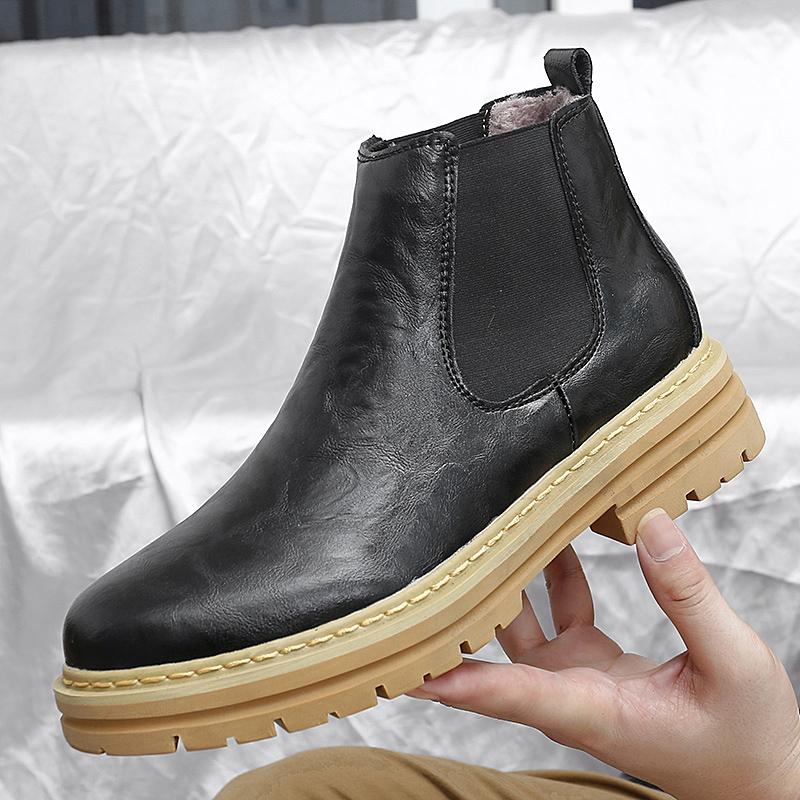 Men's Genuine Leather Chelsea Boots, High-quality Retro Casual Shoes, Comfortable Denim Boots, Street Winter Boots, Large Size48