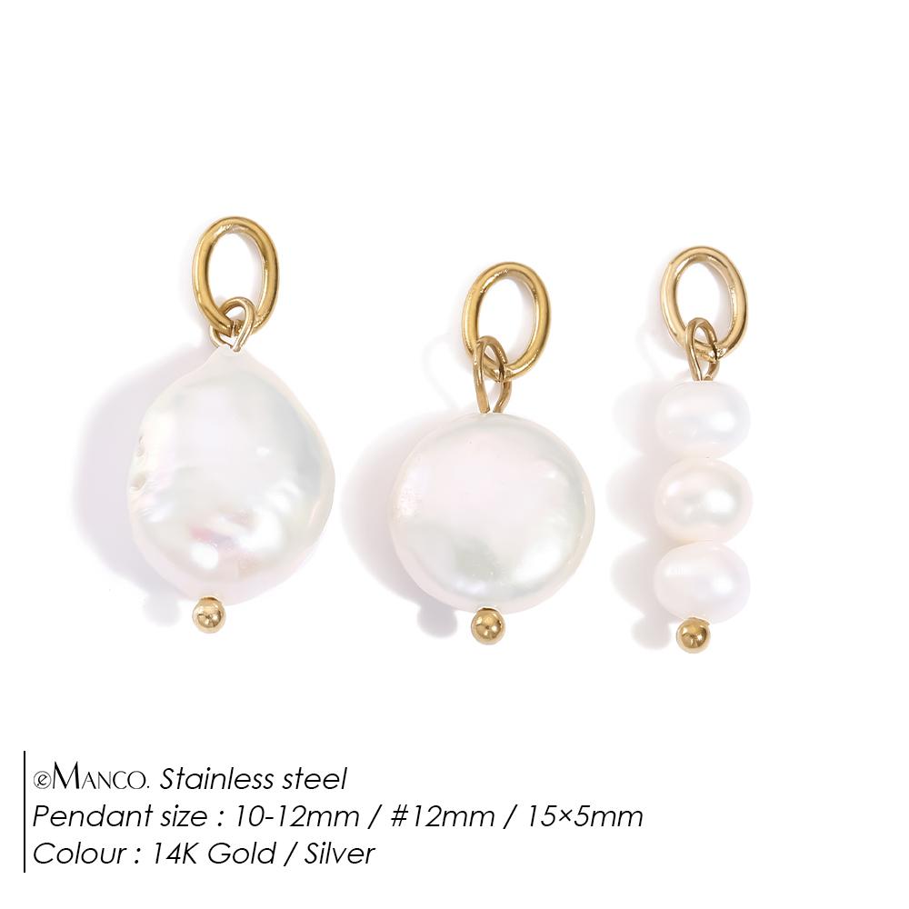 EManco DIY Imitation Pearl Pendants Stainless Steel Charms Gold Plated Jewelry Making Accessories Freshwater Pearl Charm