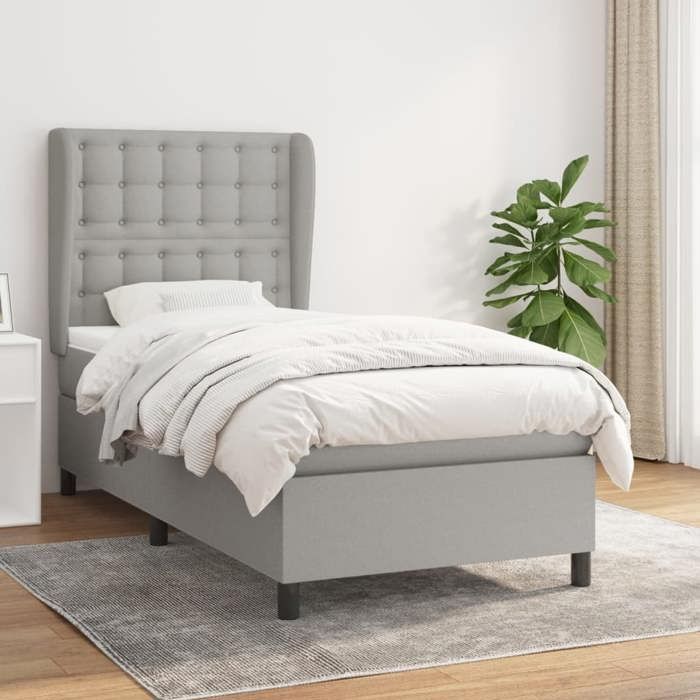 VidaXL Lit à sommier tapissier avec matelas Gris clair 80x200 cm Tissu - Modèle 3128237