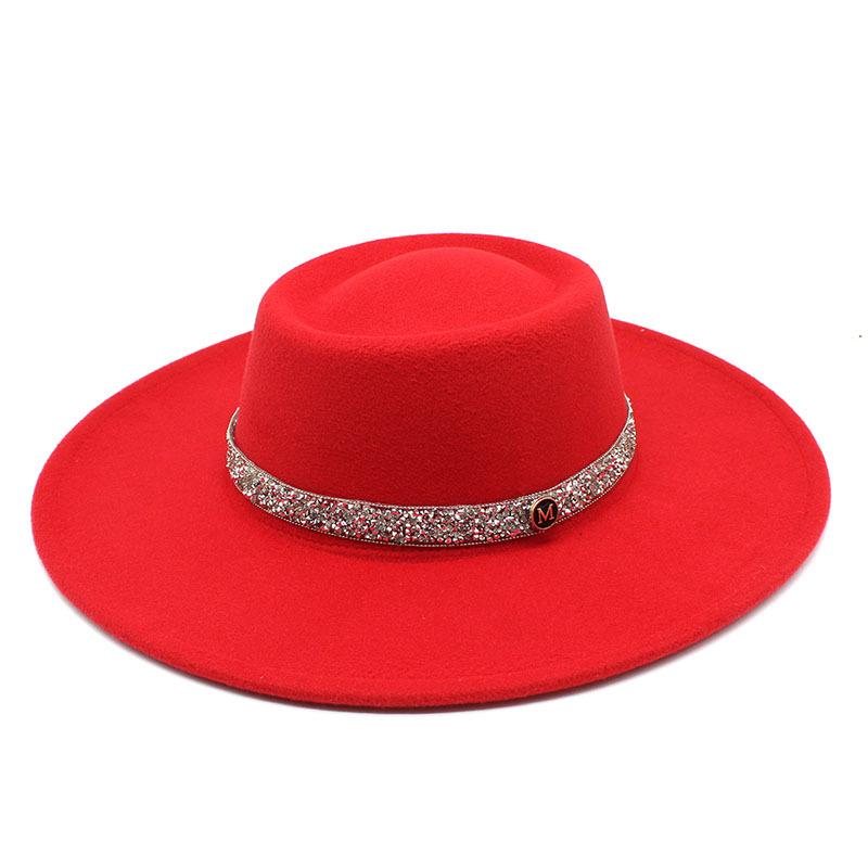 9.5Cm Brim Wool M Standard Diamond Felt Hat Concave And Convex Top Men'S And Women'S Top Hats Wide Brim Felt Hat