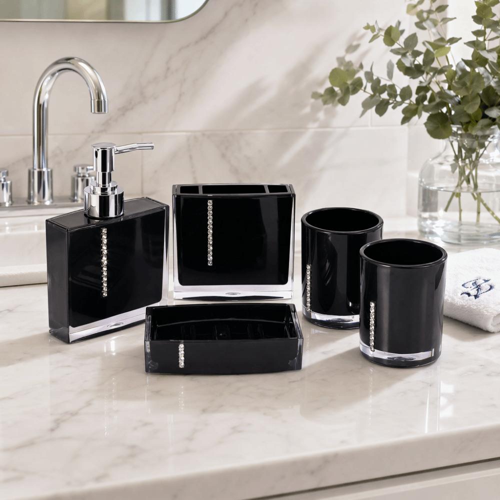 Black Bathroom Accessories Set Acrylic Bath Vanity Set Luxury Bathroom Decor Set Guest Bath