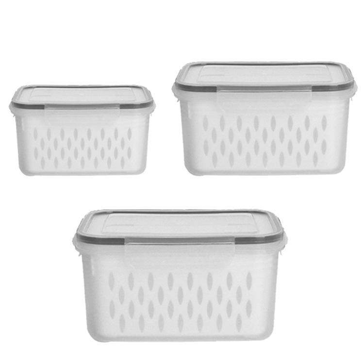 

Food Storage Container Kitchen Refrigerator Drain Basket Thicken Plastic Fresh-Keeping Box with Double-Layer Vegetables Fruits чёрный