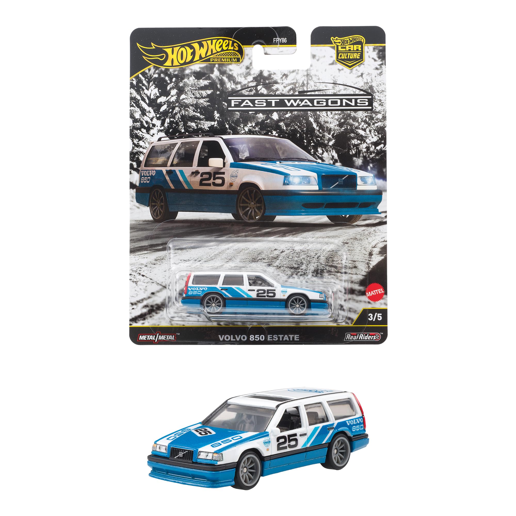 

Hot Wheels Car Culture Fast Wagon Volvo 850 Estate Vehicle Toy, Blue, JBK68, for ages 3 and up