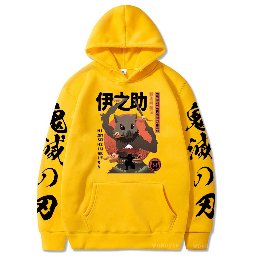 

Demon Slayer Hashibira Inosuke популярные толстовки в стиле аниме Kimetsu No Yaiba толстовки топы пуловеры Kawaii лоскутная уличная толстовка 4XL жёлтый