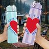 1PC Love Is Not Just A Kiss Heart 750ml Color Plastic Sports Water Bottle Leakproof Flip Straw Lid Suitable for Sports Office Home Use