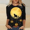 Women's Fashion Print Three-Quarter Sleeve Neck Top