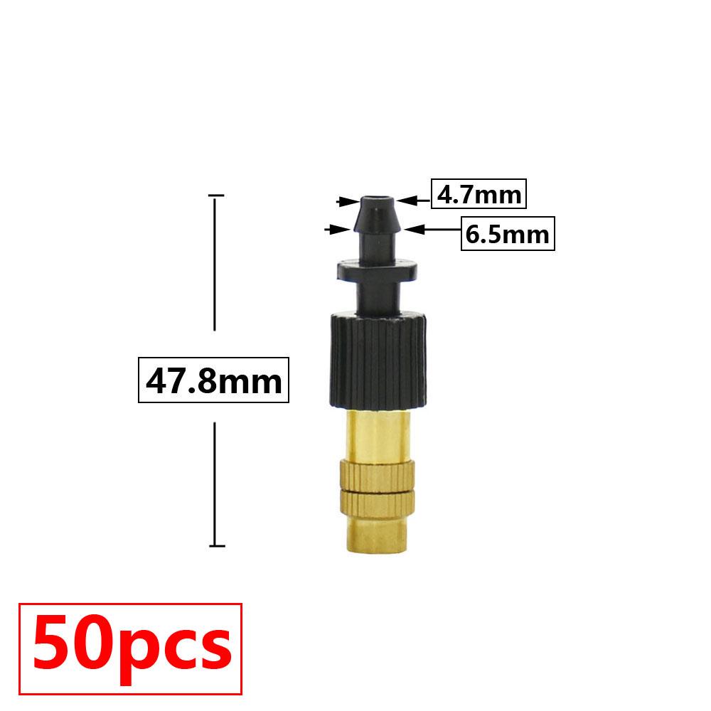 50pcs Adjustable Brass Misting Nozzle Copper Cooling Sprinkler 4/7mm Plastic Tee Barb Thread Connector For Garden Irrigation