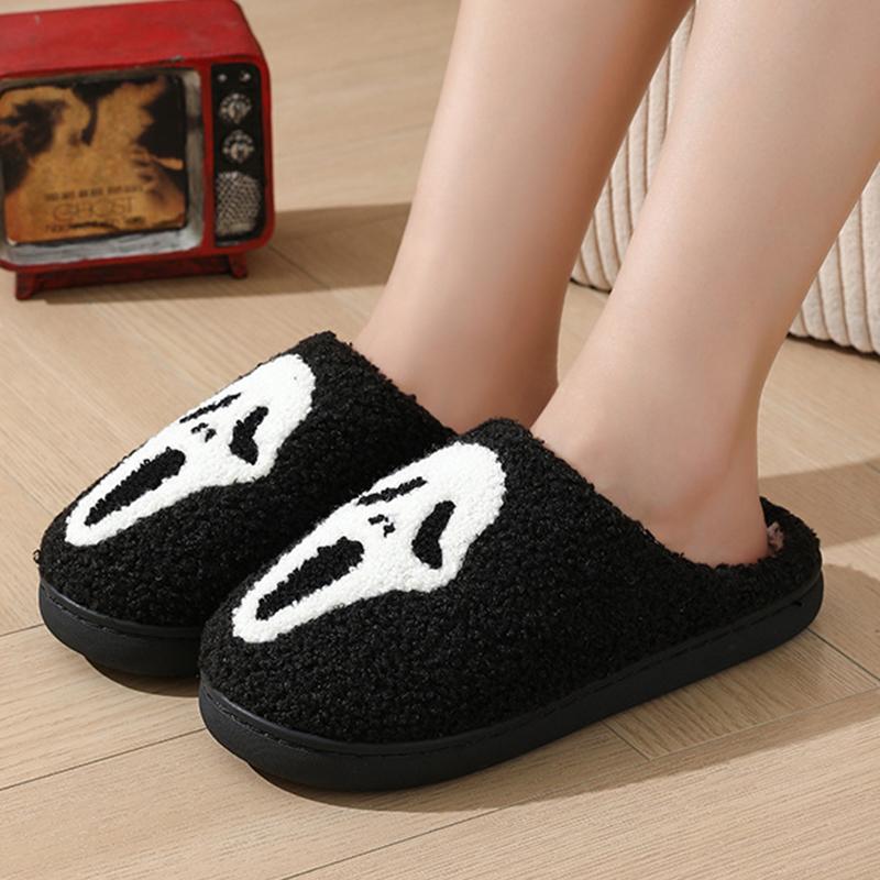 Autumn Winter Halloween Slippers Women Indoor Home Non Slip Warm Cotton Slippers Woman Lightweight Soft Plush Slides