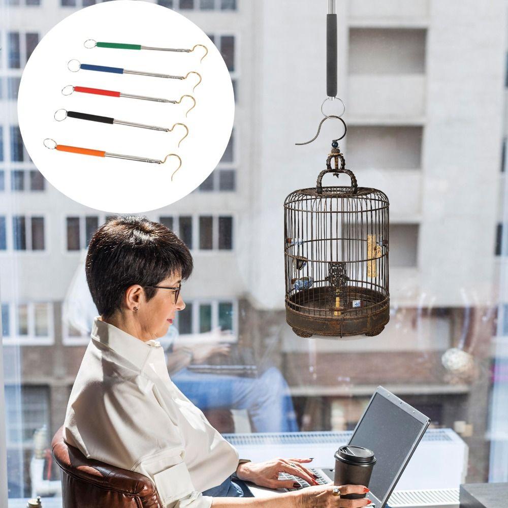 Telescoping Birdcage Hanging Pole Stainless Steel Birdcage Mounting Stick Home