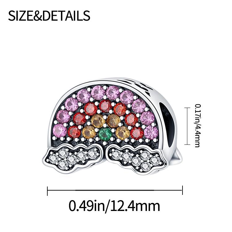 Original Charms Copper Colourful Rainbow Beads Fit Bracelet Women Jewelry Making Diy Gift