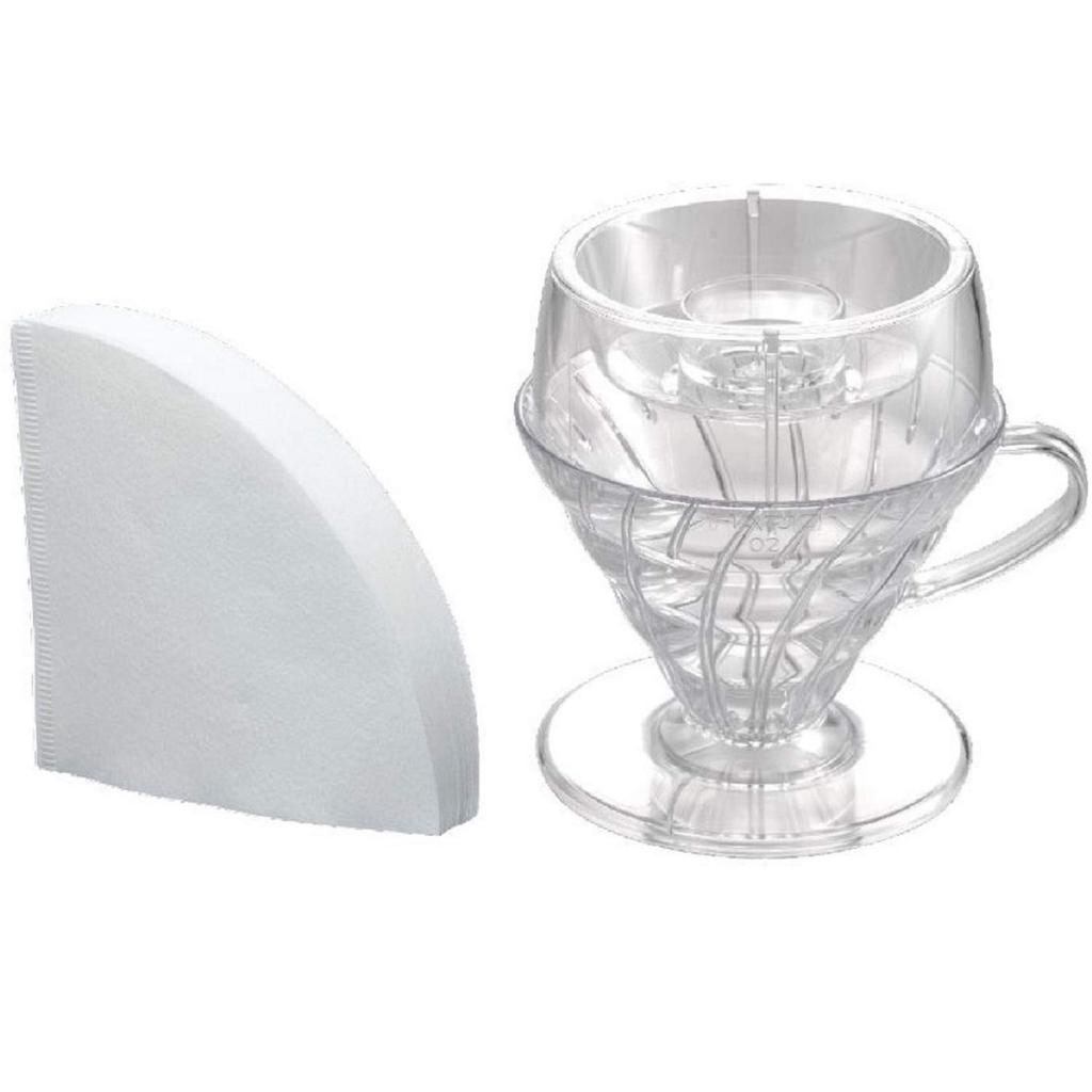 Hario V60 Drip-Assist Set (Pete Likata Model) - 1-4 Cup Coffee Brewing Support Device, Transparent, Made In Japan (PDA-1524-T)