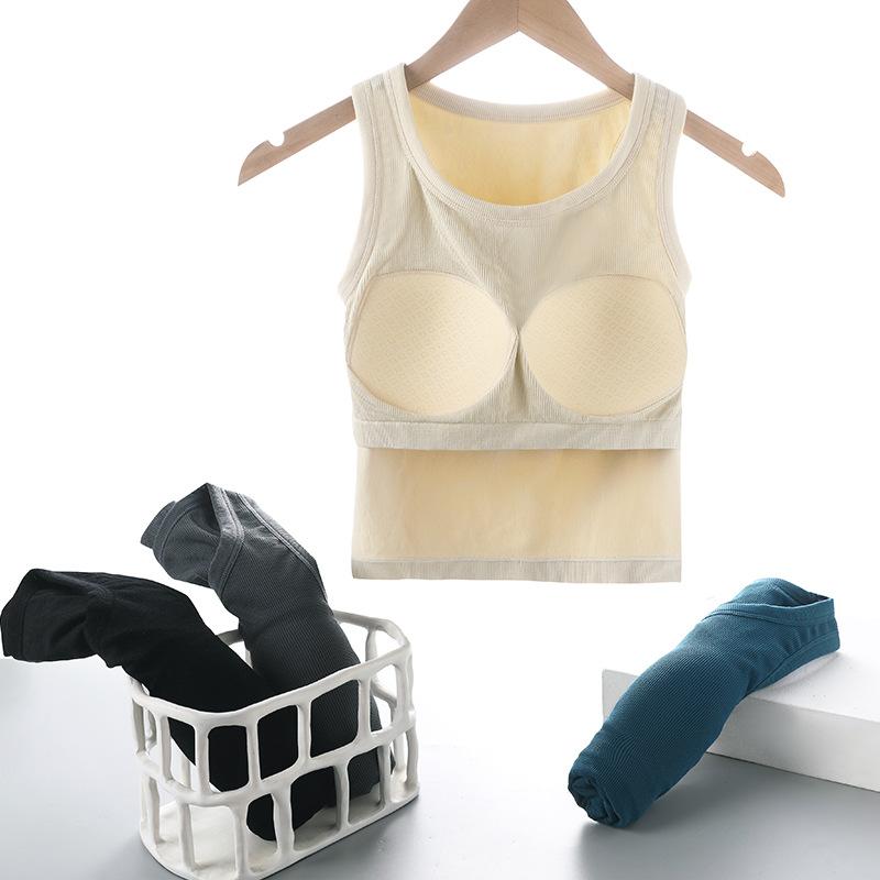 Women's One-piece Fixed Cup Upholstery Gathering Can Be Worn Outside The Word Back Comfortable and Versatile Yoga Sports Underwear