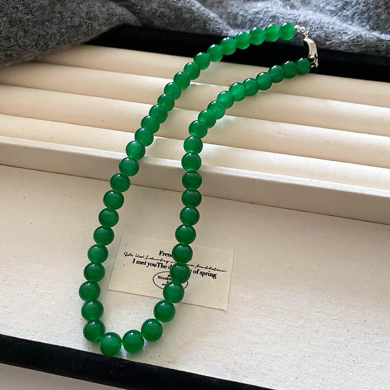 Summer dopamine stained glass crystal beaded necklace collarbone chain design sense niche item decoration