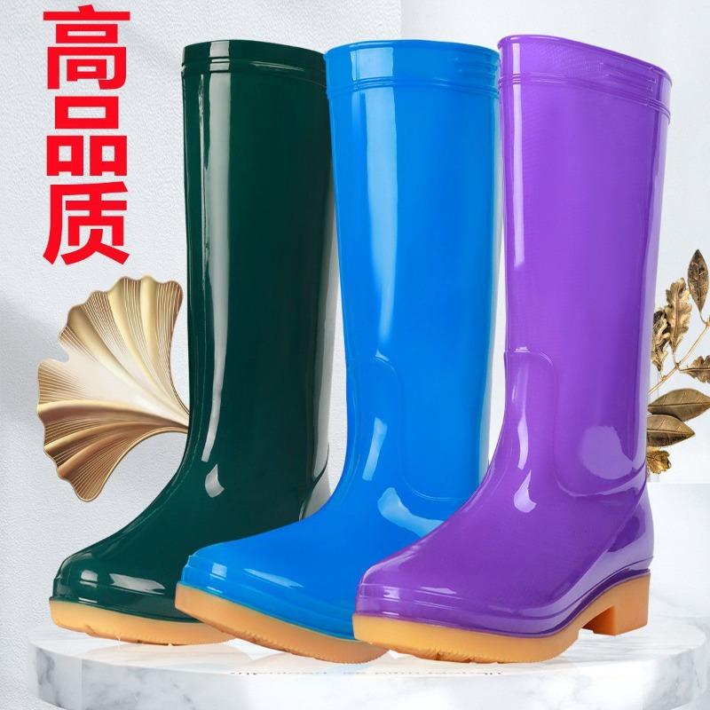 High rain shoes women's adult water shoes non-slip velvet warm winter rain boots water boots women's galoshes work