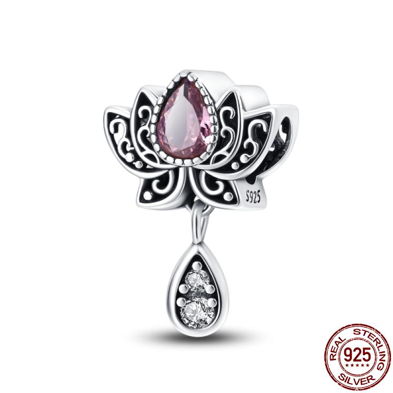 New copper Romantic Classical Collection Lotus Bead Charms Compatible With 3mm Pandora Bracelets Do It Yourself Charm Ideal For Women Jewellery Fash