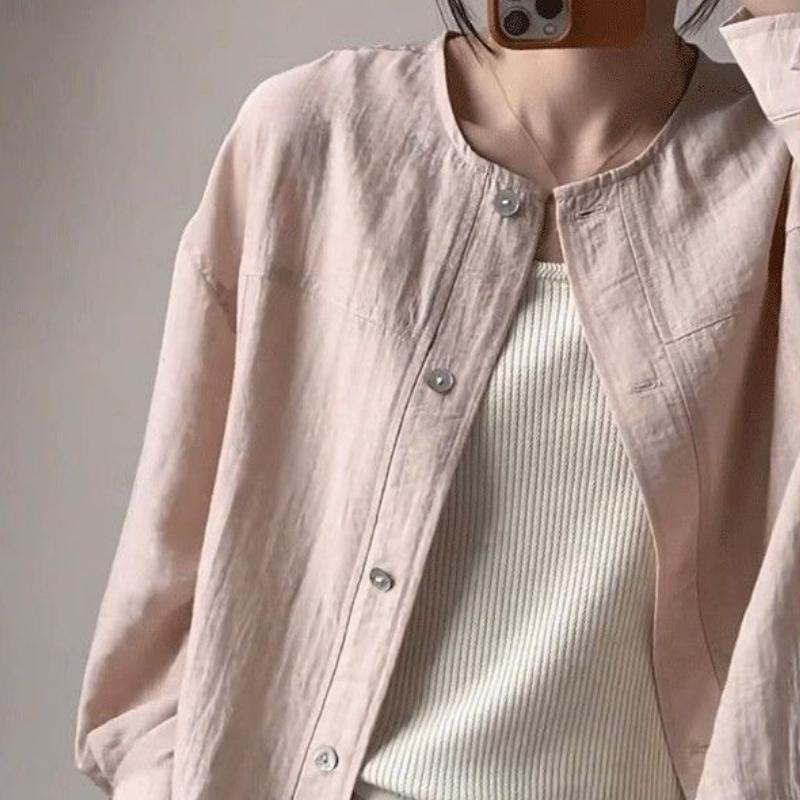 

Women s Designed Lightweight Long Sleeve Jacket for Spring and Autumn Sun Protection Loose Versatile Simple Breathable Casual Top for Summer S світло-рожевий колір