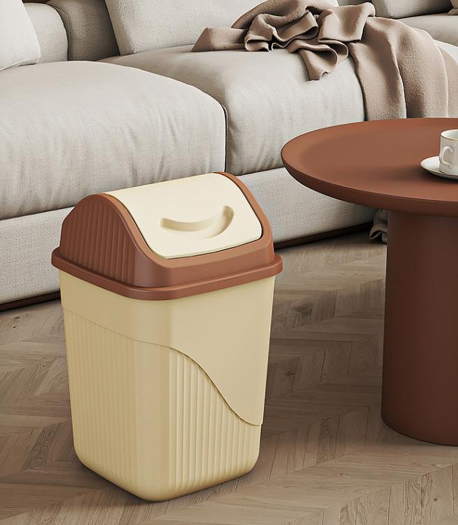 Type prullenbak met deksel, plastic prullenbak met grote capaciteit voor huishoudelijke toiletten, woonkamers, keukens en slaapkamers.