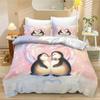Penguin Cartoon Duvet Cover Set, Children'S Microfibre Quilt Cover,Cartoon Penguin Bedding Set, With Zip And Pillowcases 75*50Cm