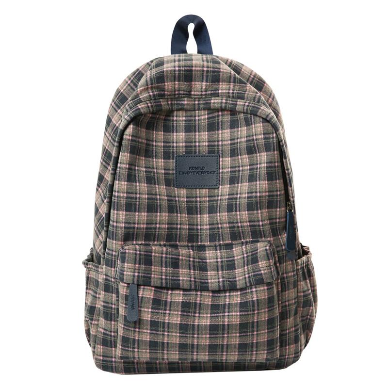 

Клітчастий шкільний рюкзак для учнів середньої школи, жіночий рюкзак у коледжському стилі для занять Large рожевий/синій