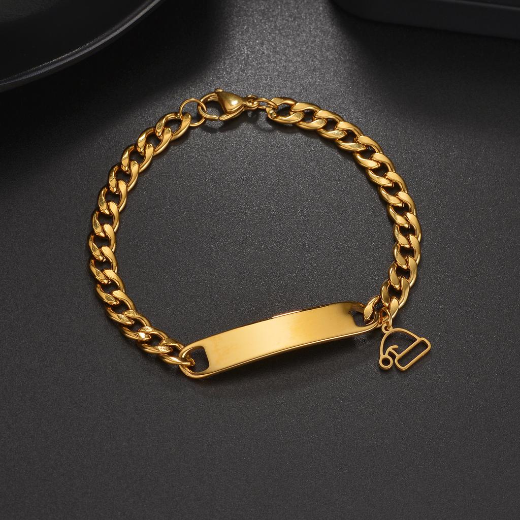 Atoztide Engrave Name Bar Bracelet for Women Christmas Series Stainless Steel Jewelry Adjustable Punk Chain Personalized Gift