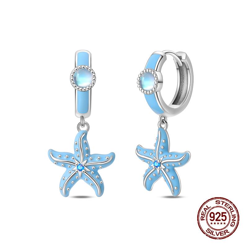 Stud Earrings For Women Copper Colorful Starfish Shell Sparkling Butterfly Luxury Fine Jewelry Girl'S Earrings