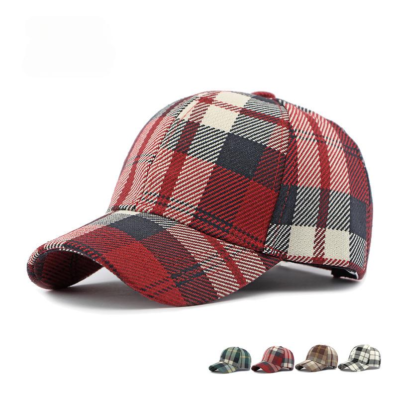 Frühling und Herbst Neue Koreanische Mode Karomütze Damen Klassisch Persönlichkeit Hartes Dach Karierte Baseballkappe Herren Lässig Street Caps