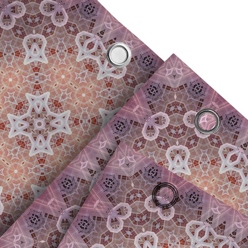 Luxury Boho Pattern Shower Curtain Bath Decor, Pink White Floral Design Print, Waterproof Fabric For Home Bathroom Decoration Si