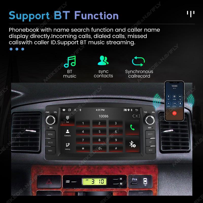 Navifly 7" IPS Android Car Radio Multimedia Video Player GPS Navigation For Toyota Corolla E120 BYD F3 BT Carplay 2Din Head Unit