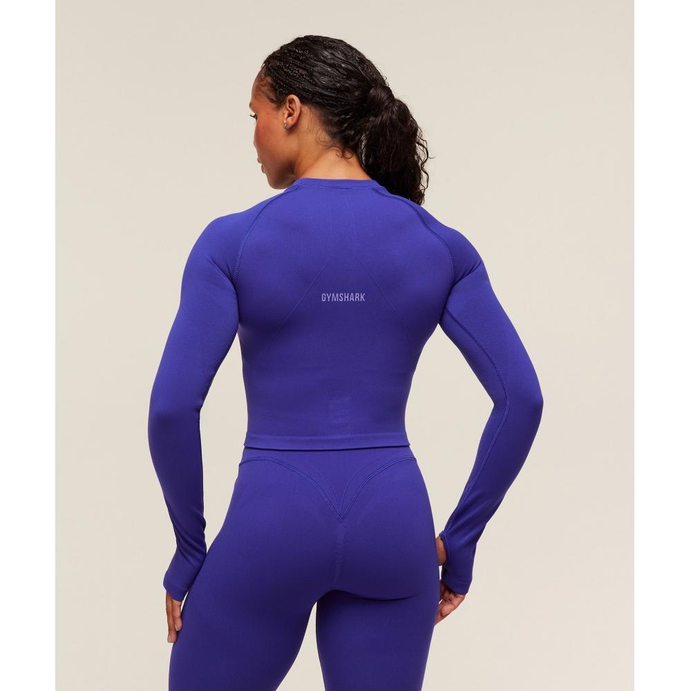 Gymshark Activate Long Sleeve Crop Top Cobalt Purple B2c4q Pbqf