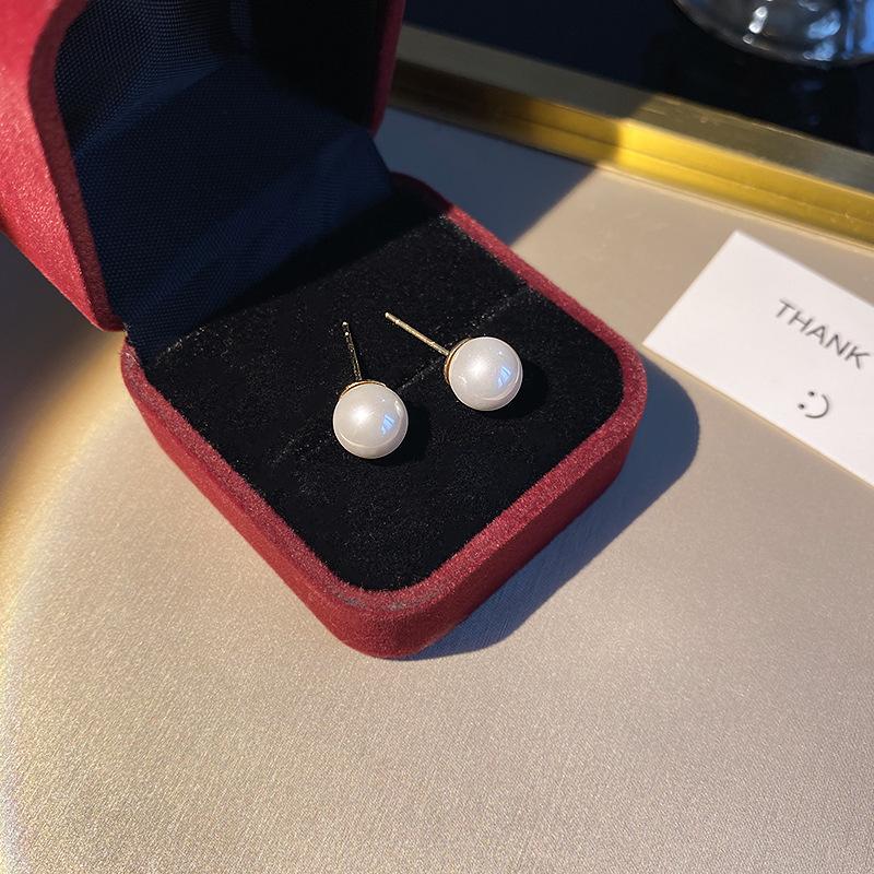 S925 silver needle retro colored pearl stud earrings for women s niche earrings of the same style Korean ears