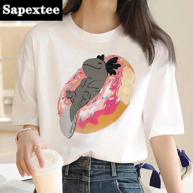 Ajolote Axolotl tricou haine feUnisex kawaii vintage y2k haine imprimeu cuplu haine unisex tricou tumblr estetic