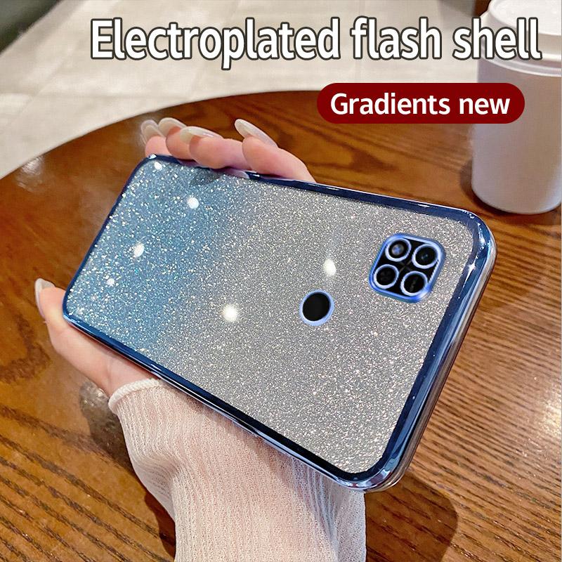 For Xiaomi Redmi 9C NFC Case Redmi 9A Ctiv 10A Sport Poco C31 Phone Case Glitter Plating Silicone Camera Lens Soft Back Cover