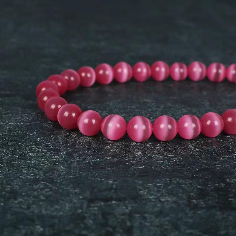 Rosa & Weiße Katzenaugen-Edelsteinperlen - DIY Handgefertigte Stränge für Armbänder