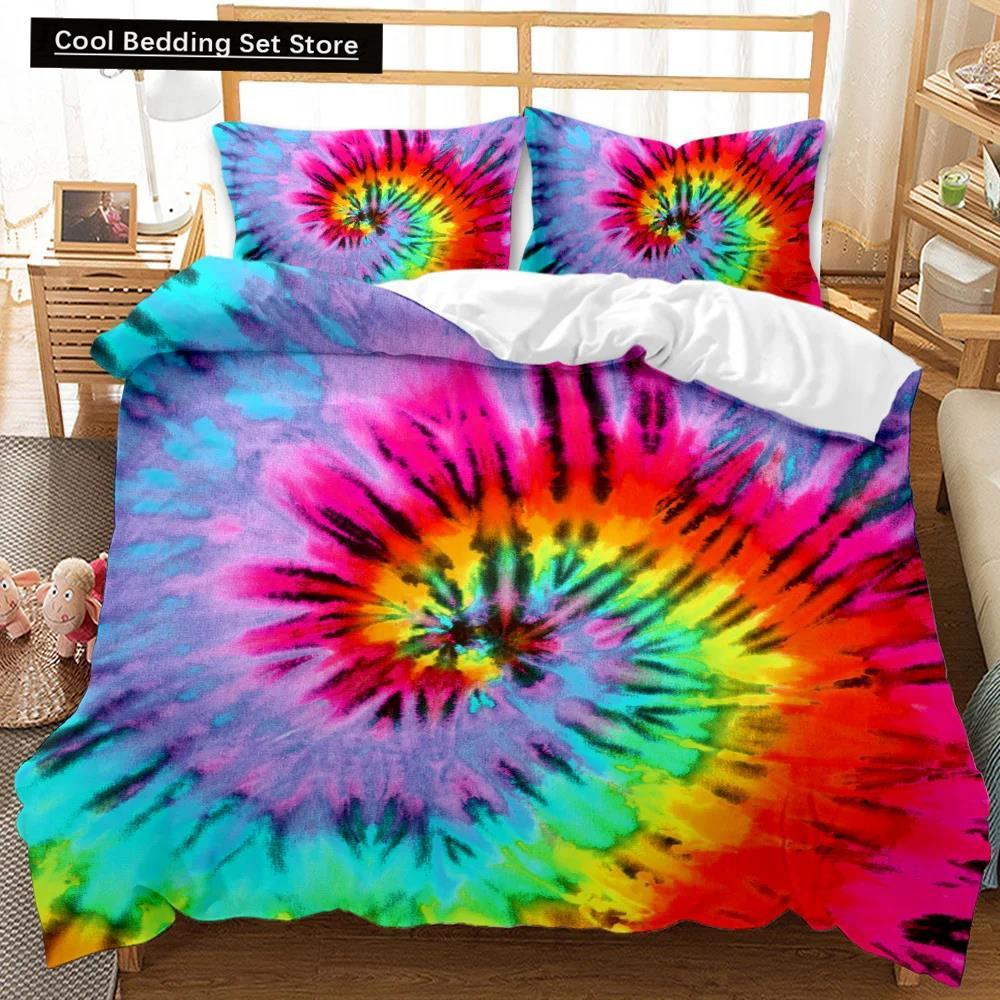 Boho Tie Dye Duvet Cover Set Hippie Bed Sets Blue Purple Colorful Twin Bedding Set Gypsy Queen King Size Polyester Qulit Cover