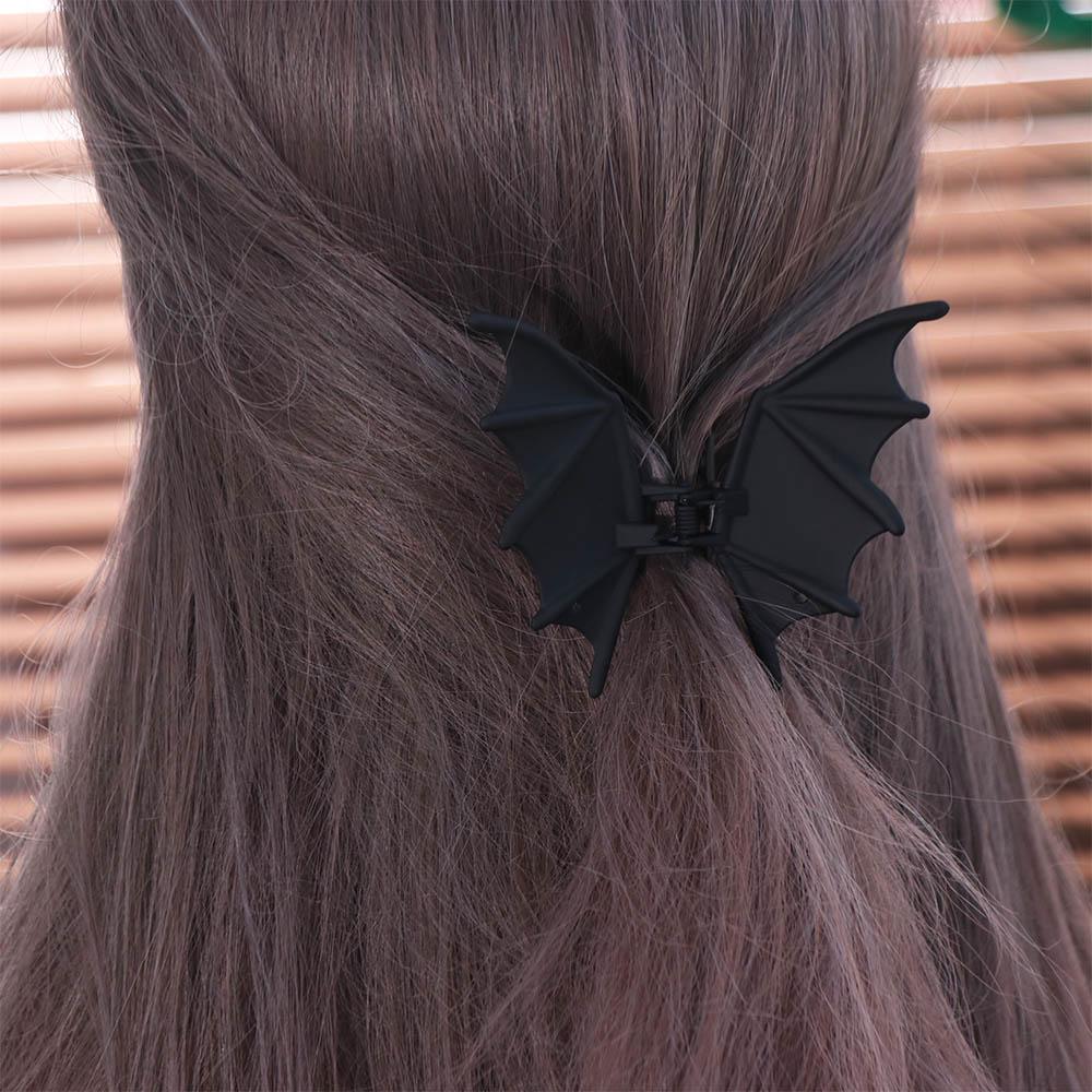 Matte Black Bat Wings Ponytail Holder Zinc Zinc Alloy Shark Clip Cute Halloween Hair Claw  Party