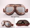 Retro Silver Frame Harley Motorcycle Goggles - Foldable Windproof Antique Bronze Design for Karting