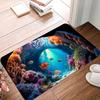 Underwater Canyon Door Mat Dolphins Tropical Fish Non-slip Entrance Rug for Home Decor Living Room Bedroom Lively Decoration