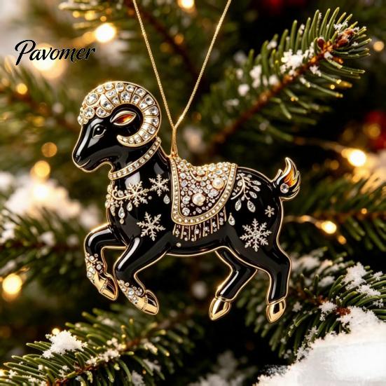 Multiuse Decorative Ornaments for Weddings Black Goat Christmas Tree Hanging Ornament, 2D Acrylic Festive Atmosphere Decoration Bars Pendant,