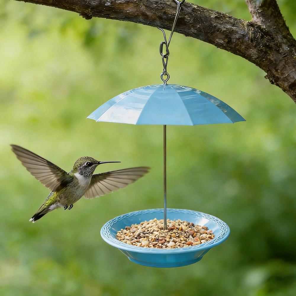 Weatherproof Umbrella Bird Feeder Squirrel Proof Bird Water Drinker Bird Feeding Station Outdoor синий