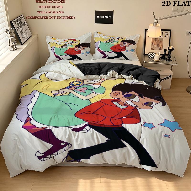 Star Butterfly Pattern Bedding uilt Set uilt Cover Pillowcase Home Decoration Birthday Gift (1 * duvet cover + 2 * pillowcase without core)