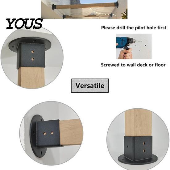Wood Post Support 2" x Square Base, Heavy Duty Floor Flange Deck Fence Repair Bracket for 2 Inch Post, Railing, Porch Handrails, Mailbox Railing Mount