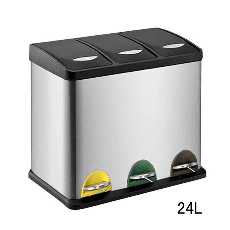 Eco-Friendly Stainless Steel Flip-Top Foot-Pedal Trash Bin for Living Rooms and Outdoors