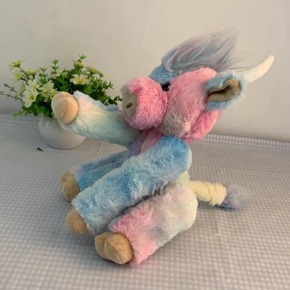 Realistic Highland Cow Toy Highland Cow Plushie with Music Rainbow Highland Cow Plush Toy with Music Movable Joints for Kids