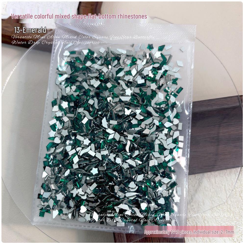 1440 Mini Flat-Back Rhinestones for Nail Art, Mixed Styles, Super Shiny Champagne Color, DIY Accessories