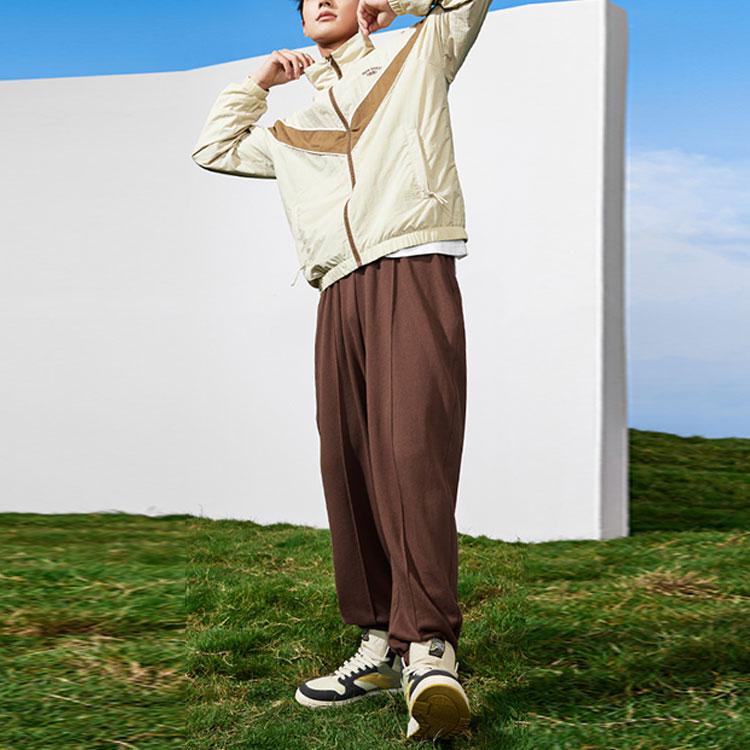 Anta Color Block Zip-Up Stand Collar Jacket Unisex Jacket Light-Smoke-Gray 952318603-1