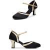 Women Latin Dance Shoes SILK Ballroom Modern Pole Dance Shoes Ladies Salsa Tango Middle Heel Closed Toe Latin Shoes for Girls