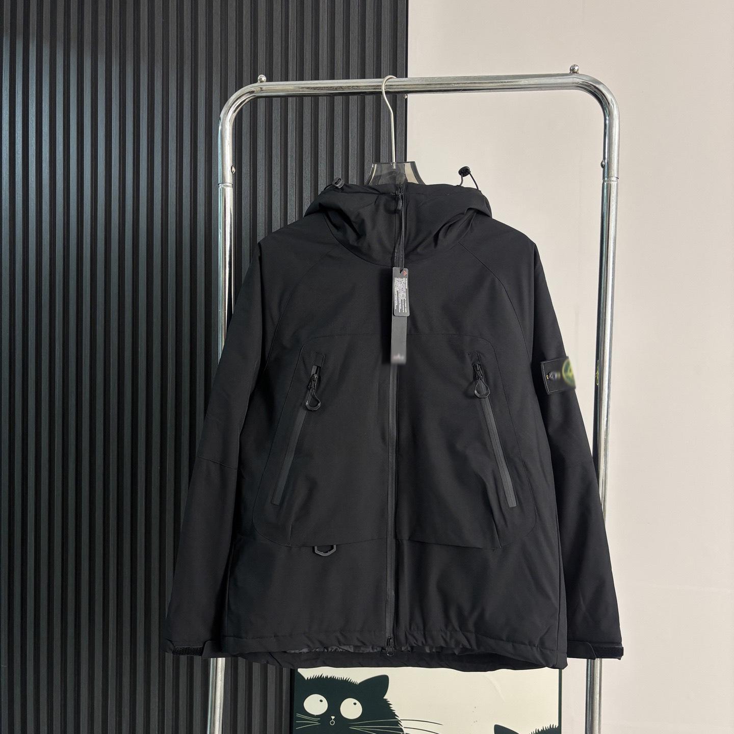 

Men s Winter Outdoor Hooded Down Cotton Jacket with Badge 3XL