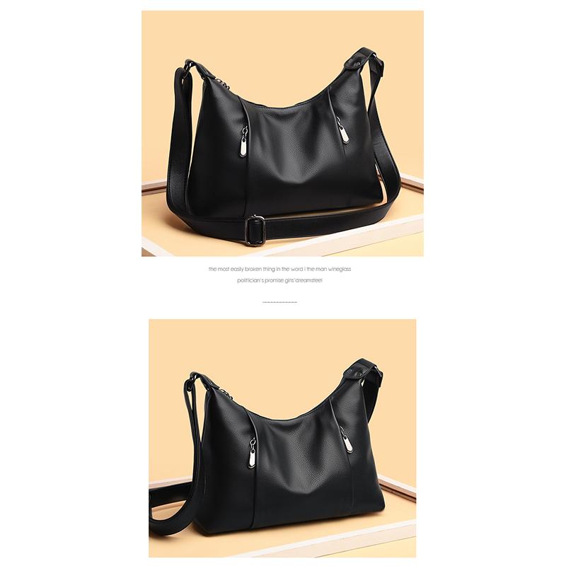 Damen-Schultertasche aus weichem Leder, Messenger-Tasche, inklusive Geldbörse und Kartenpaket
