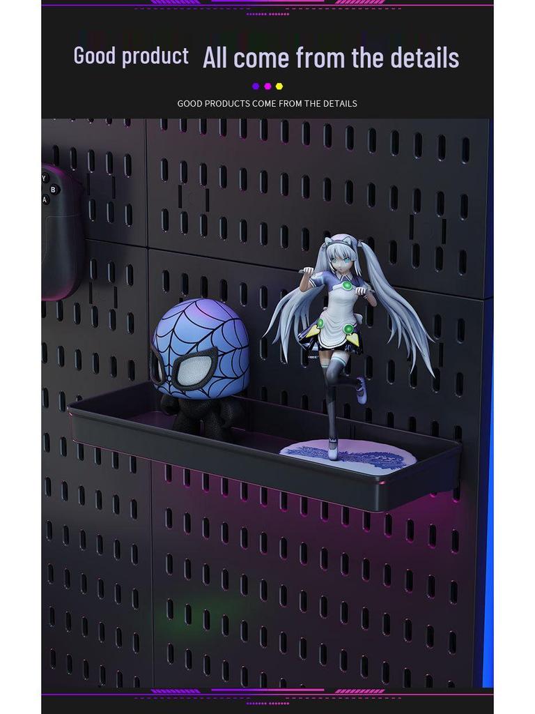 Punch-Free Perforated Board Rack: DIY E-Sports & Study Room Wall Decor for Game Equipment Display